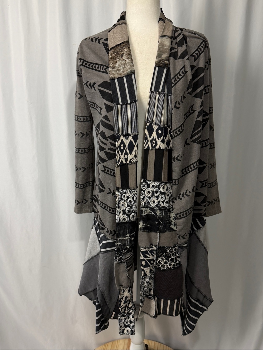O'Neill Southwestern Aztec Print Long Open Front Cardigan Jacket Sz Large